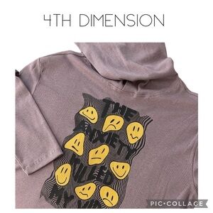 4th Dimension men emoji melting happy face sweatshirt hoddie L NWT